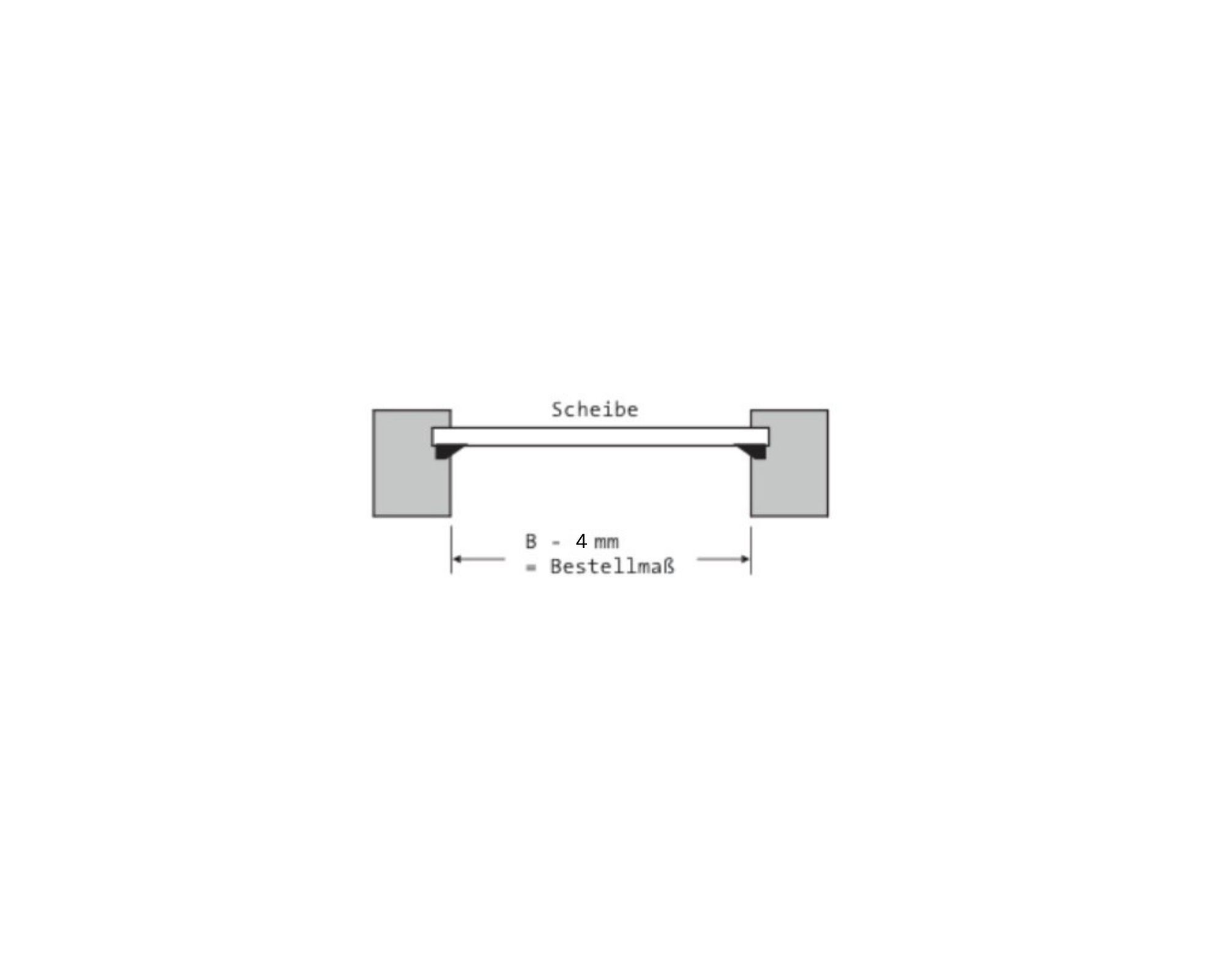 Zeichnung eines geraden Fensterfalzes mit Bestellmaß-Formel B minus 4mm