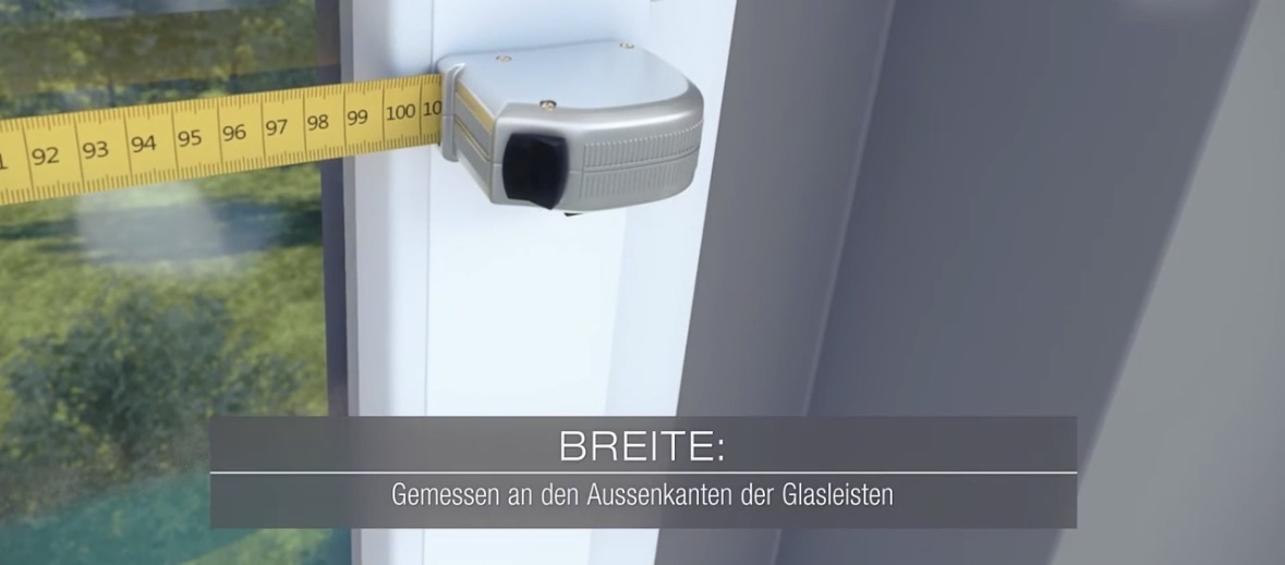 Endpunkt Breitenmessung: Außenkante Glasleiste rechts